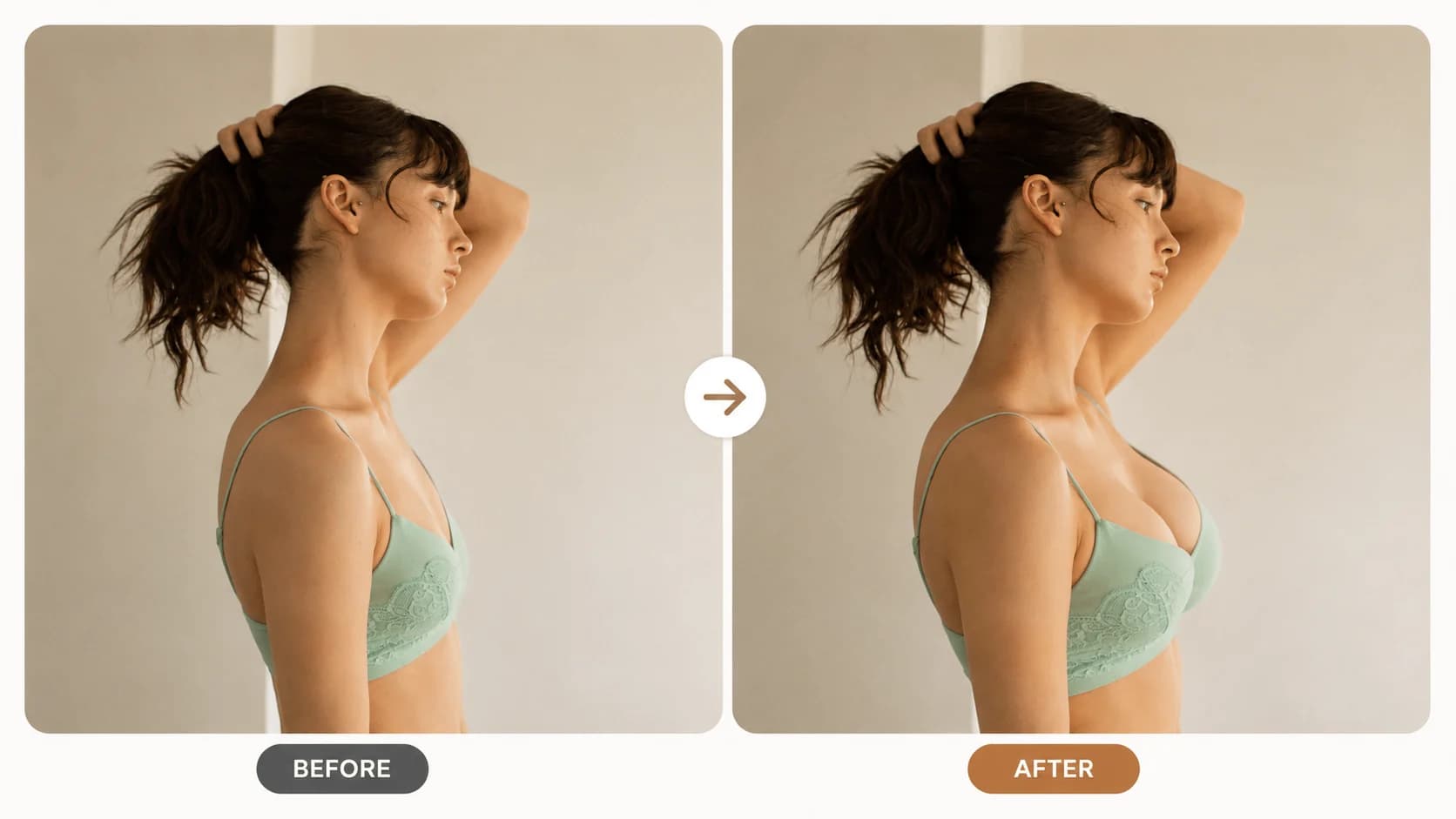 Clothed silhouette comparison created from an upper-body photo