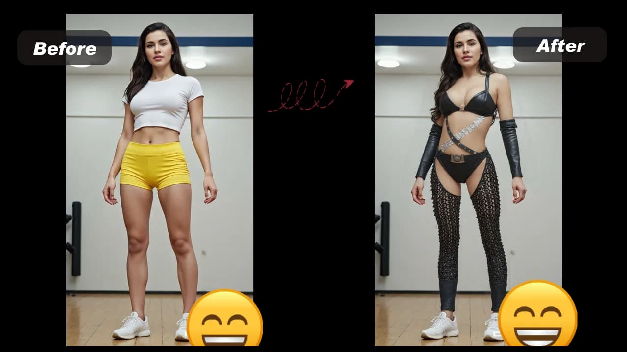 AI Undress virtual outfit comparison preview