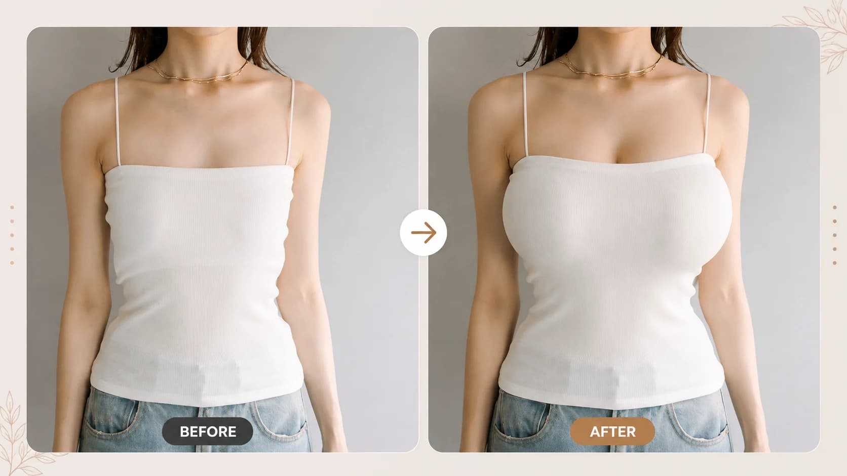 Clothed upper-body photo with a breast-expansion style preview